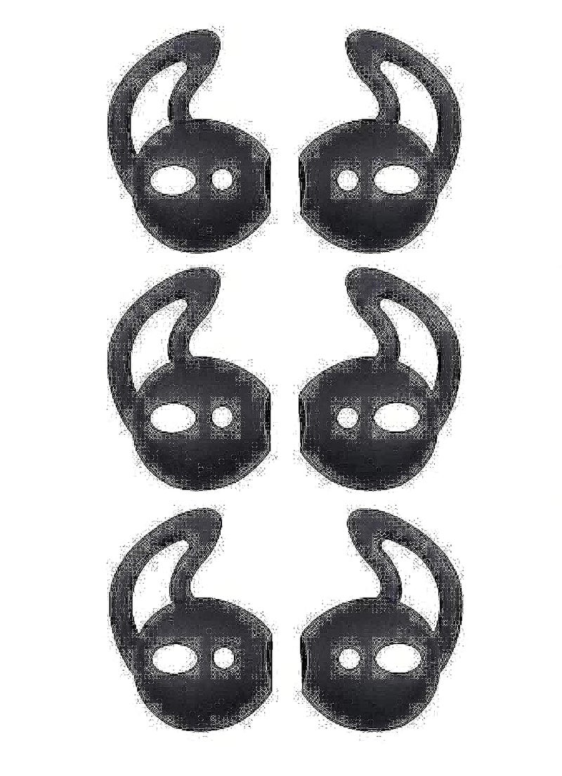 ALXCD Ear Cover Ear Hook Compatible with Airpod Headset MMEF2AM/A, 3 Pair Anti-Slip Silicone Ear Tips, Fit for Airpod 1 Airpod 2 [Sport](Black 6S)